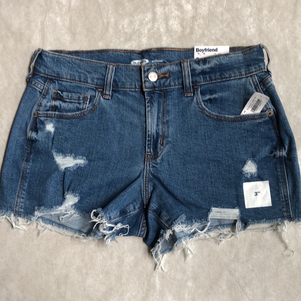 New Old Navy Mid-Rise Ripped Cut-Off Boyfriend Jean Shorts for Women Size 2 - Picture 5 of 8
